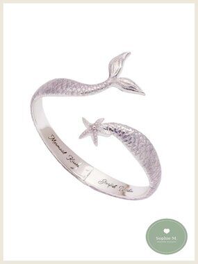Enamel Mermaid Tail Cuff Bracelet Adjustable Ocean Beach Jewelry